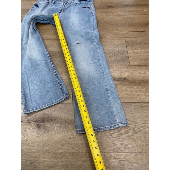 Buffalo Kenneth Slim Boot 36 x 32 Denim Jeans Light Wash Distressed - Picture 8 of 8